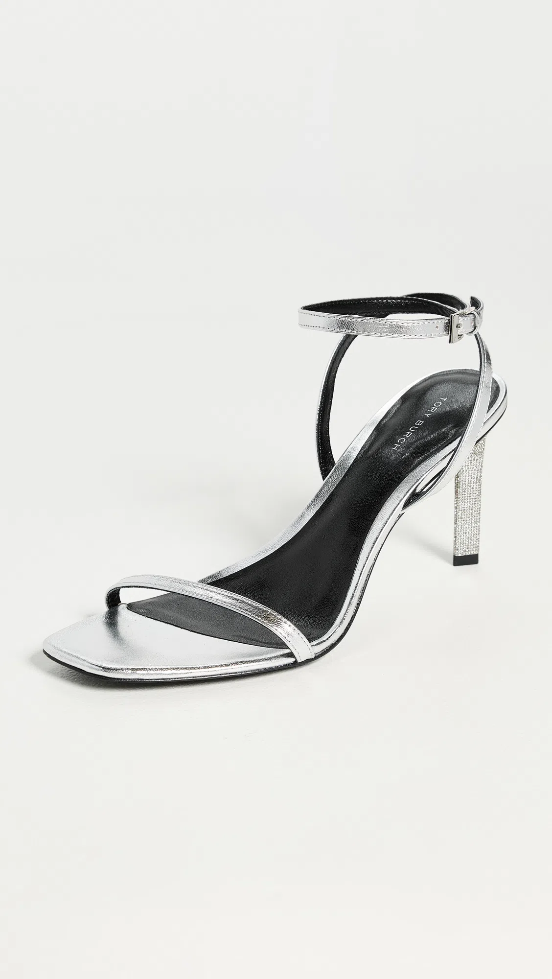 TORY BURCH Pave Heel Sandal 90mm Sandals Silver In White
