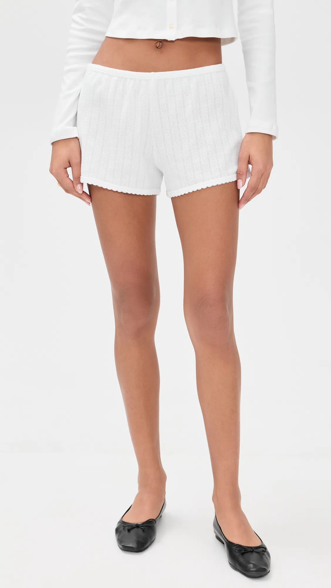 LESET Nando Button-up Crewneck Cardigan In White