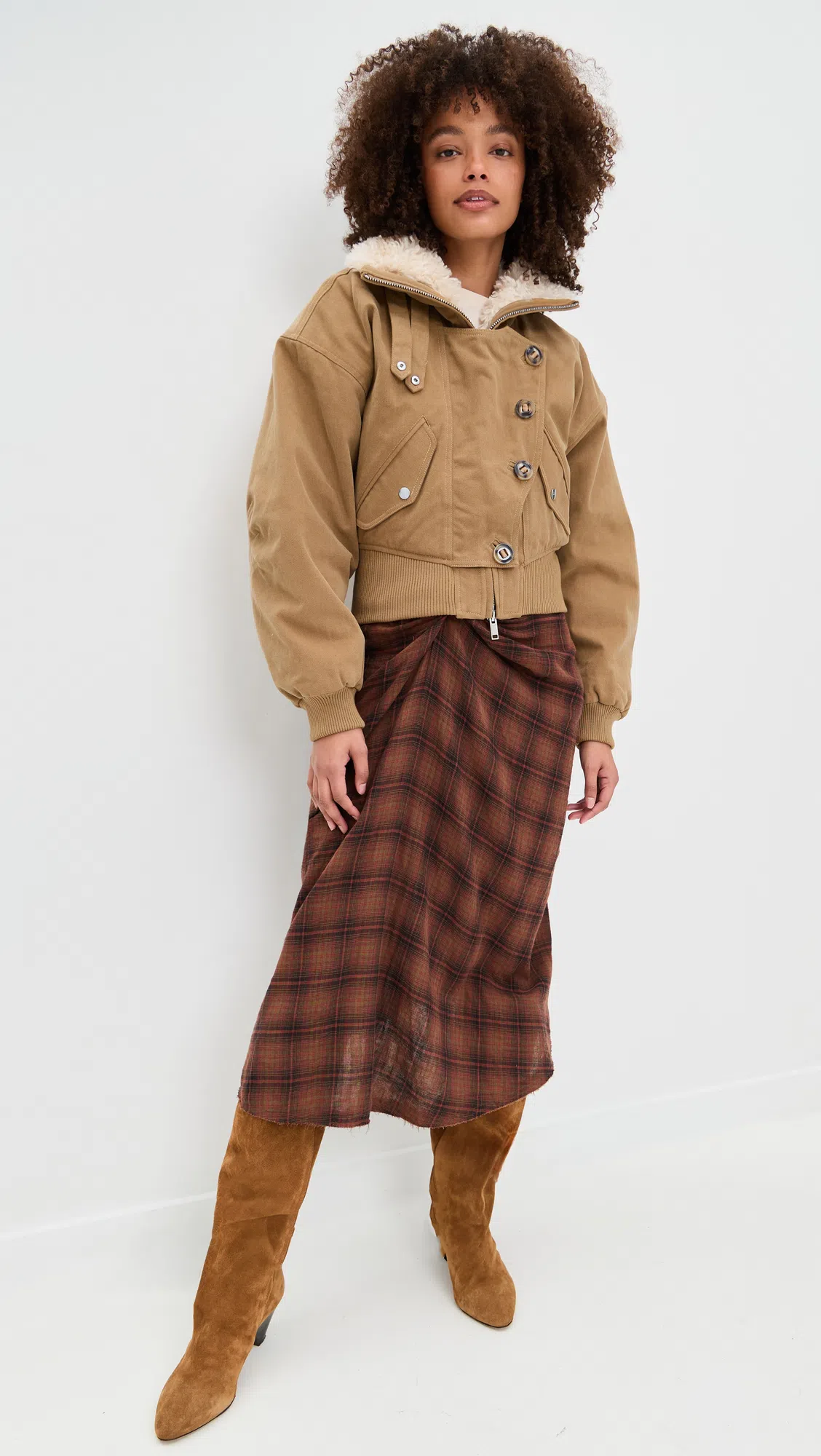 ISABEL MARANT ÉTOILE Womens Isabel Marant Etoile Oana Funnel-neck Cotton Jacket In Brown