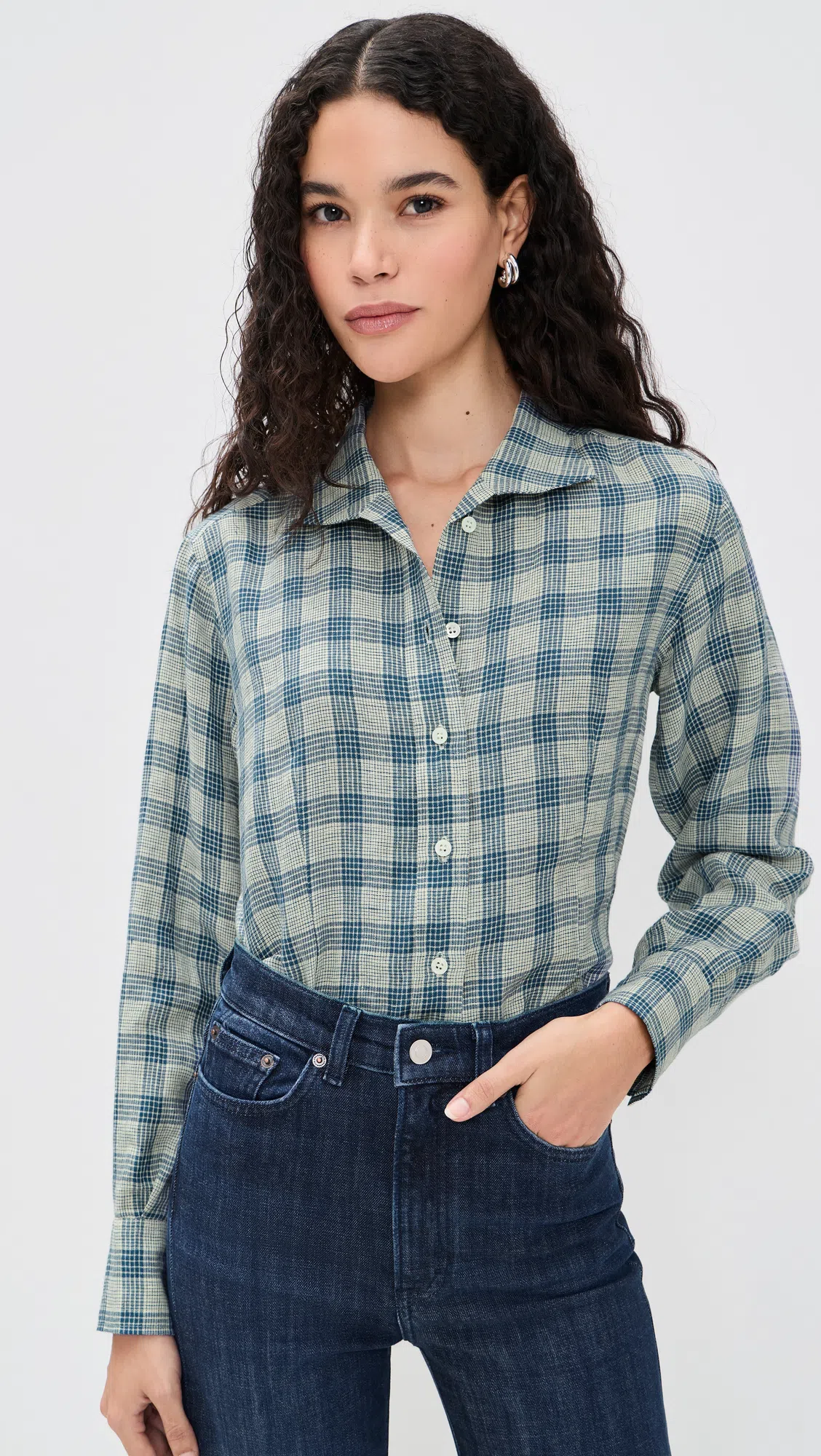 JEANERICA Vera Shirt Blue White Check In Multi