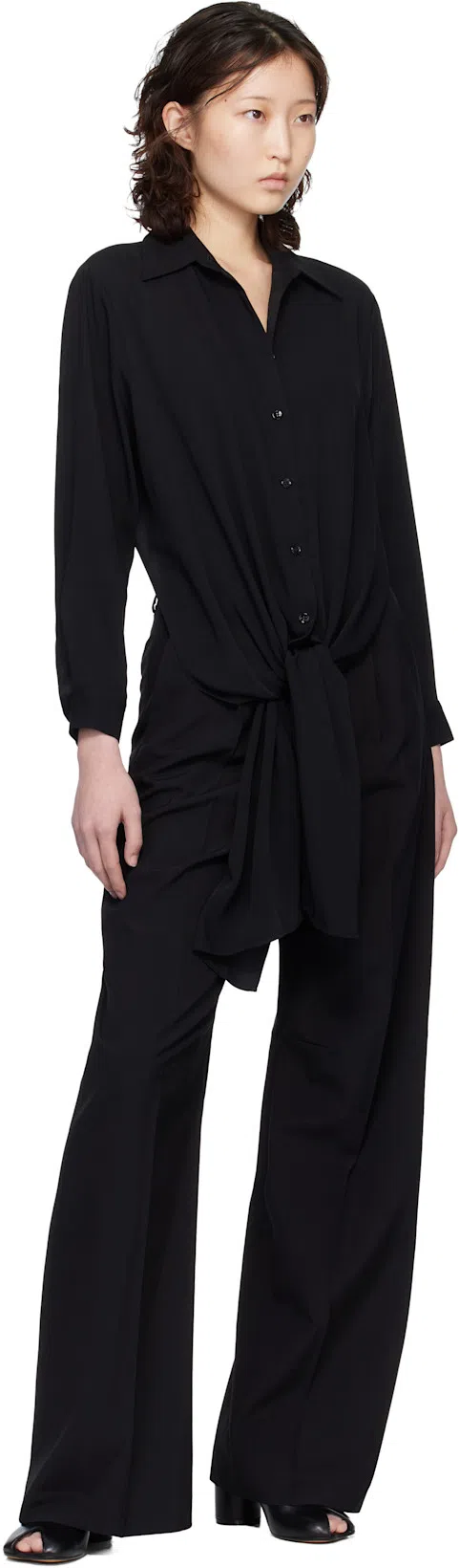 MM6 MAISON MARGIELA Anatomic Numeric Slingback Peep Toe Block Heel In Black