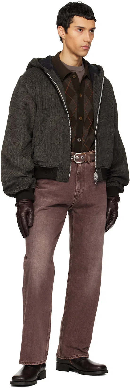 OUR LEGACY Evenin Polo Shirt Pub Argyle Fine Wool In Brown