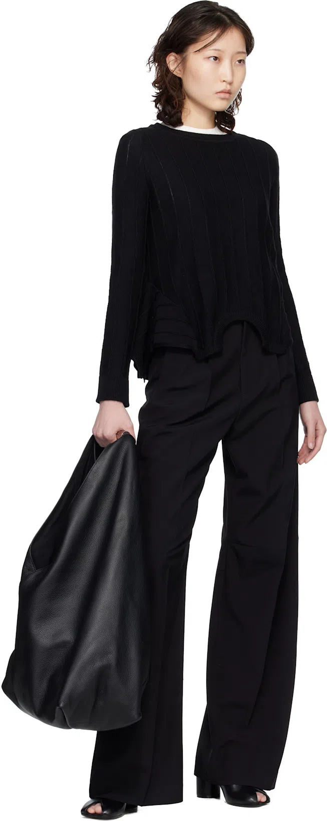 MM6 MAISON MARGIELA Anatomic Numeric Slingback Peep Toe Block Heel In Black