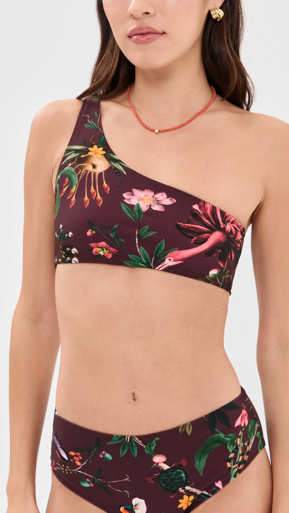 LA DOUBLEJ Goddess One-shoulder Floral-print Bikini Top In Multi