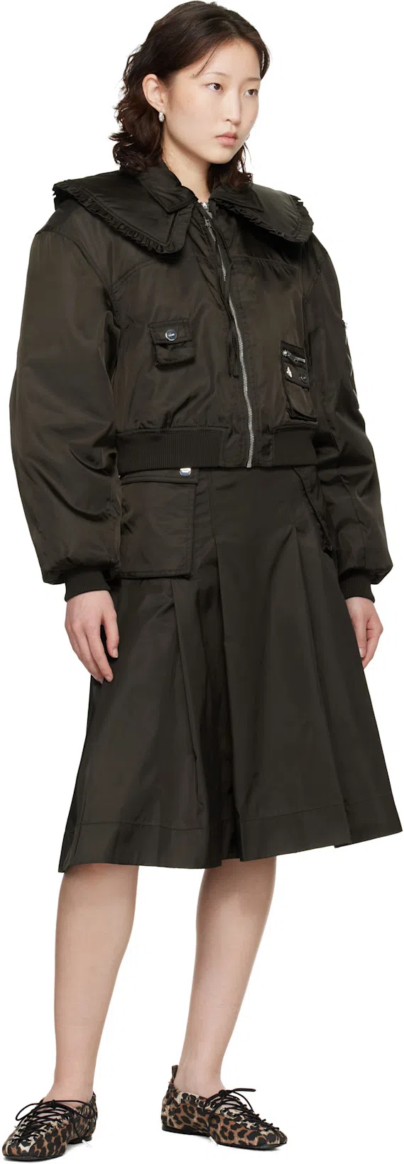 GANNI Ballet-inspired Lace-up Sandals With 0.7 Cm Heel In Black