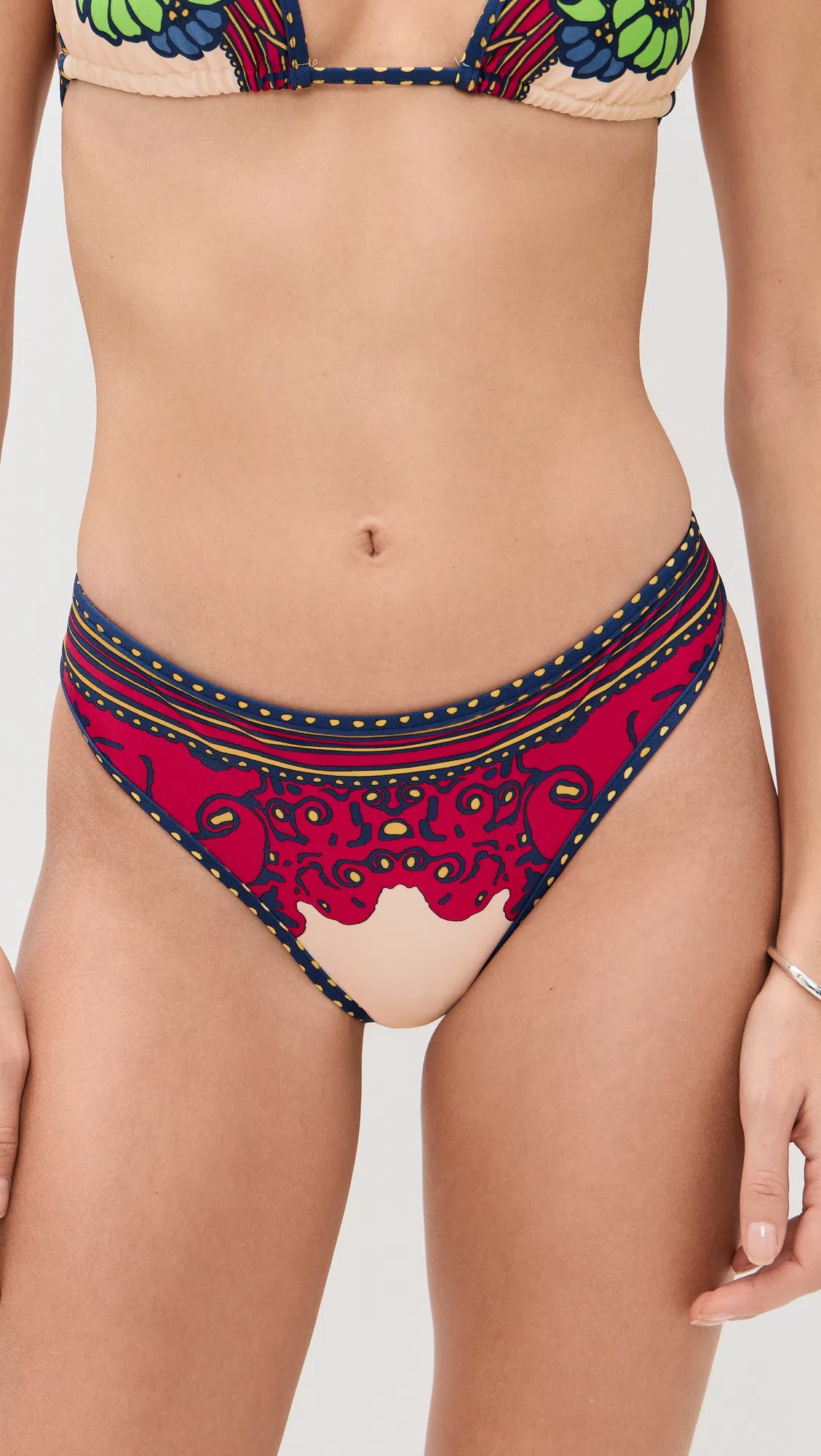 LA DOUBLEJ Tie-detail Floral Bikini Top In Multi