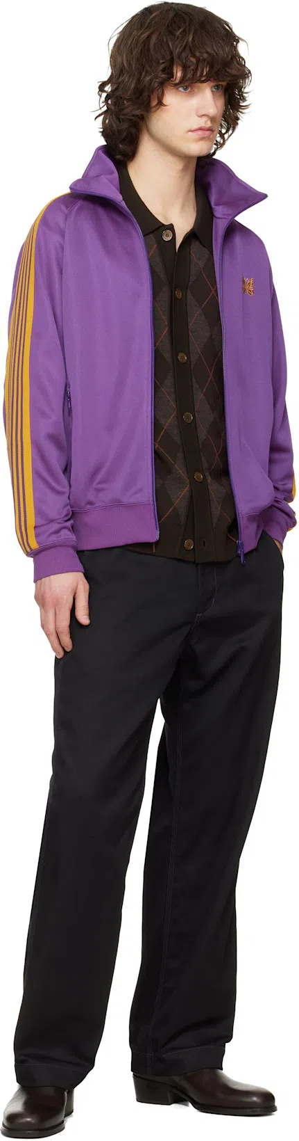 OUR LEGACY Evenin Polo Shirt Pub Argyle Fine Wool In Brown