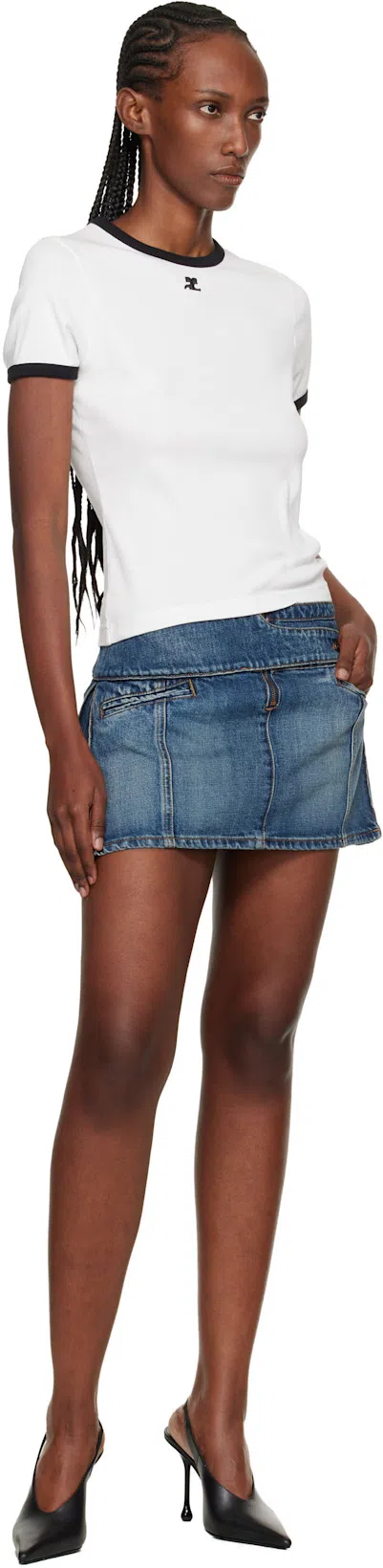 COURRÈGES Courreges Women Cotton T-shirt With Contrasting Profiles In White