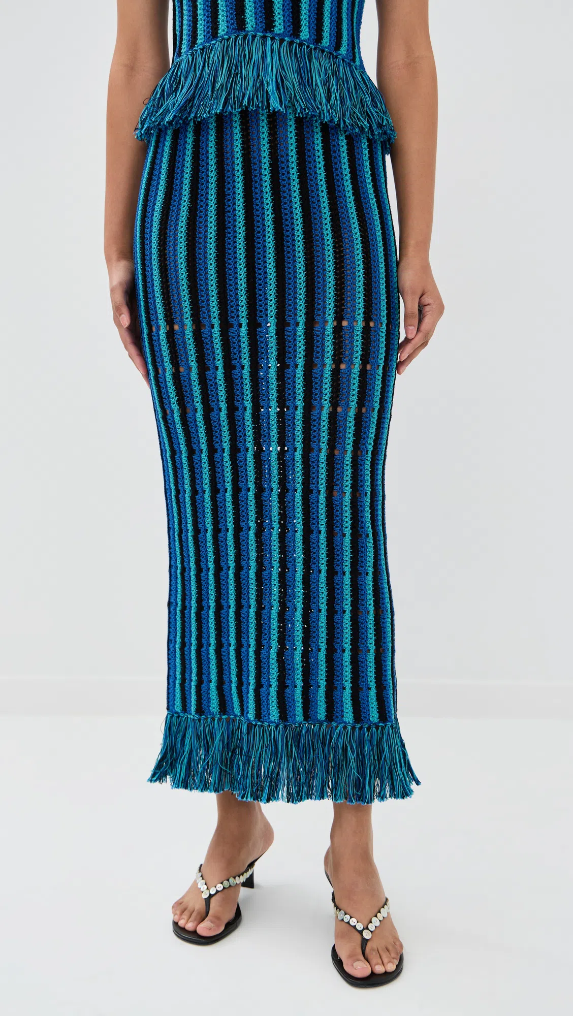 AMANU Kibera Embellished Leather Sandals In Black