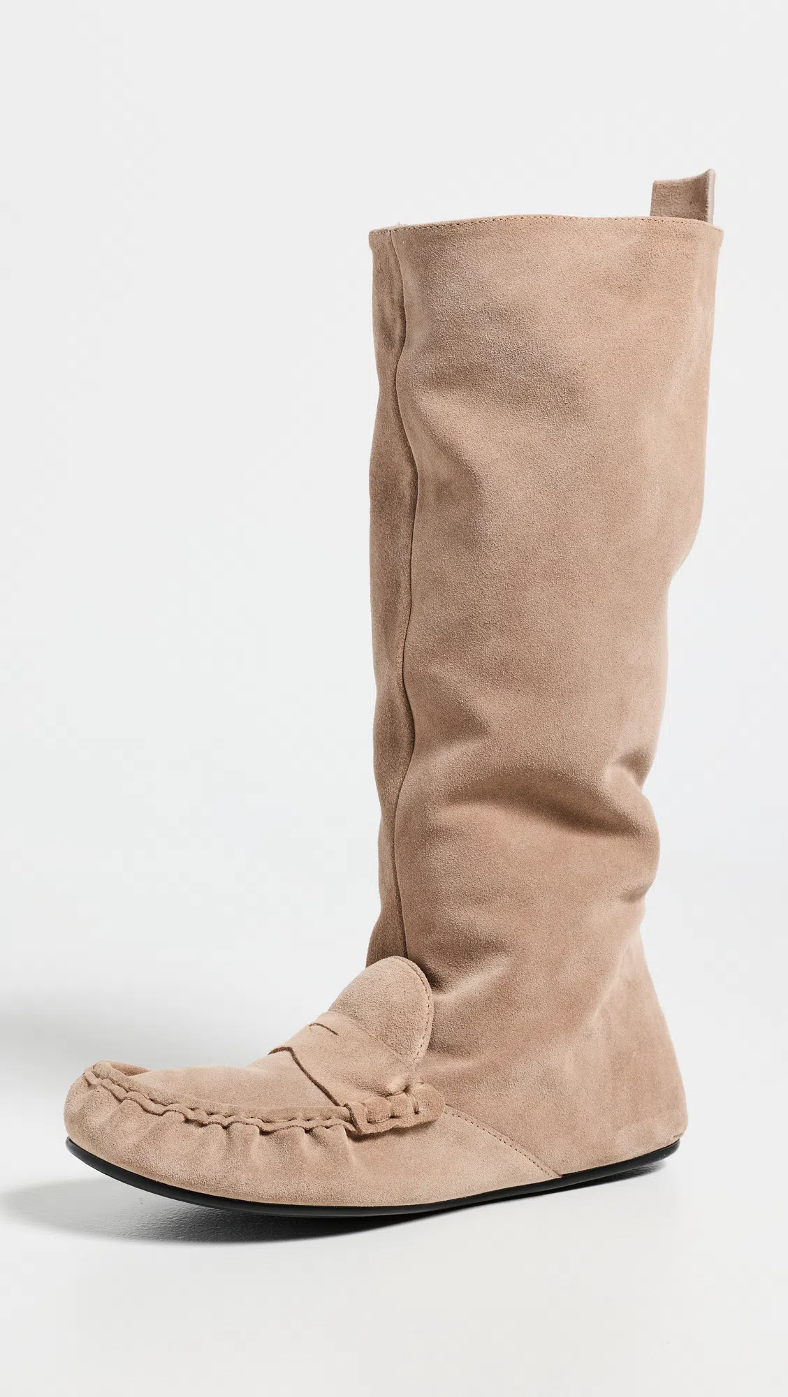 ACNE STUDIOS Bojan Slouch Suede Boots Beige In Animal Print