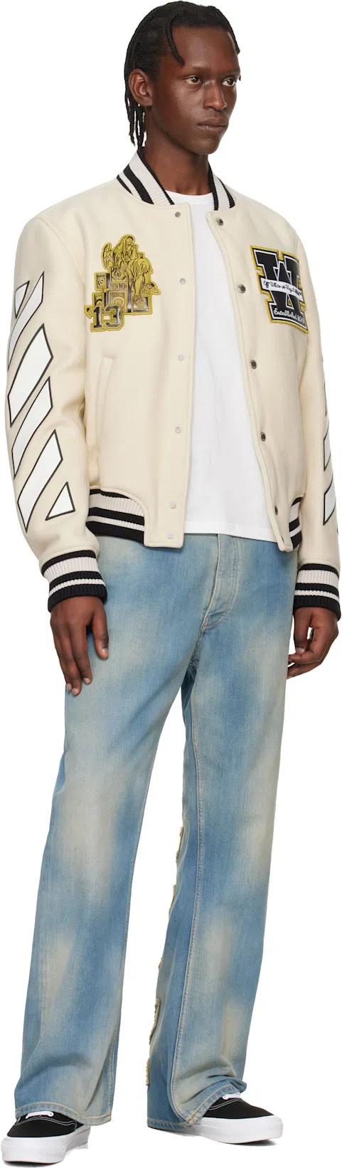 OFF-WHITE Blue Diagonal Raw Patch 90s Skate Jeans In Multi