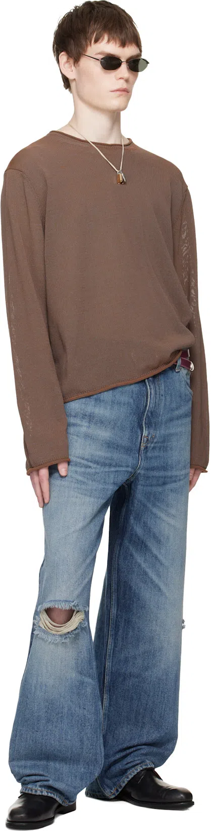 OUR LEGACY Mens Spray Fade Ghost Stripe Striped Boxy-fit Long-sleeve Cotton-shirt In Blue