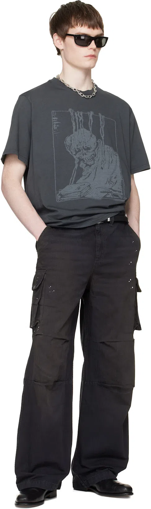 OUR LEGACY Men S Box T-shirt Angry Fan Mail Print In Gray