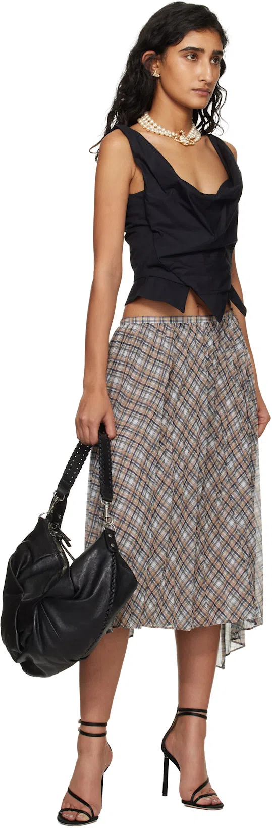 VIVIENNE WESTWOOD Sleeveless Draped Top Asymmetric Hem Design In Black