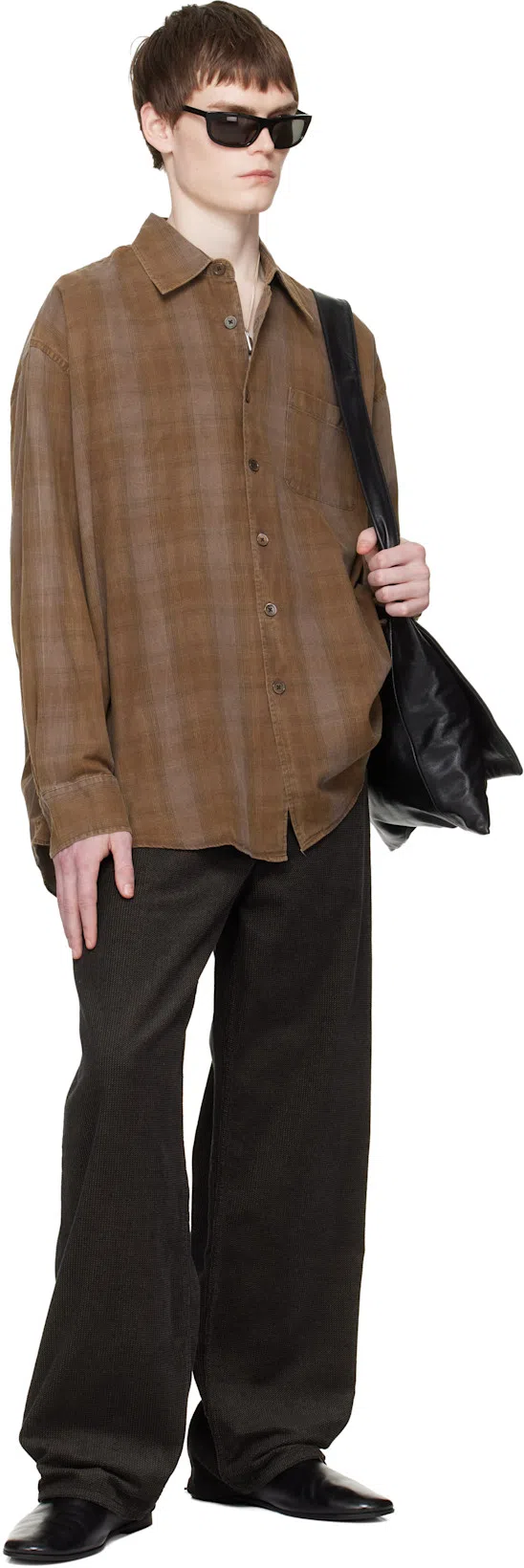 OUR LEGACY Mens Dakota Flannel Check Checked Relaxed-fit Cotton Shirt In Brown
