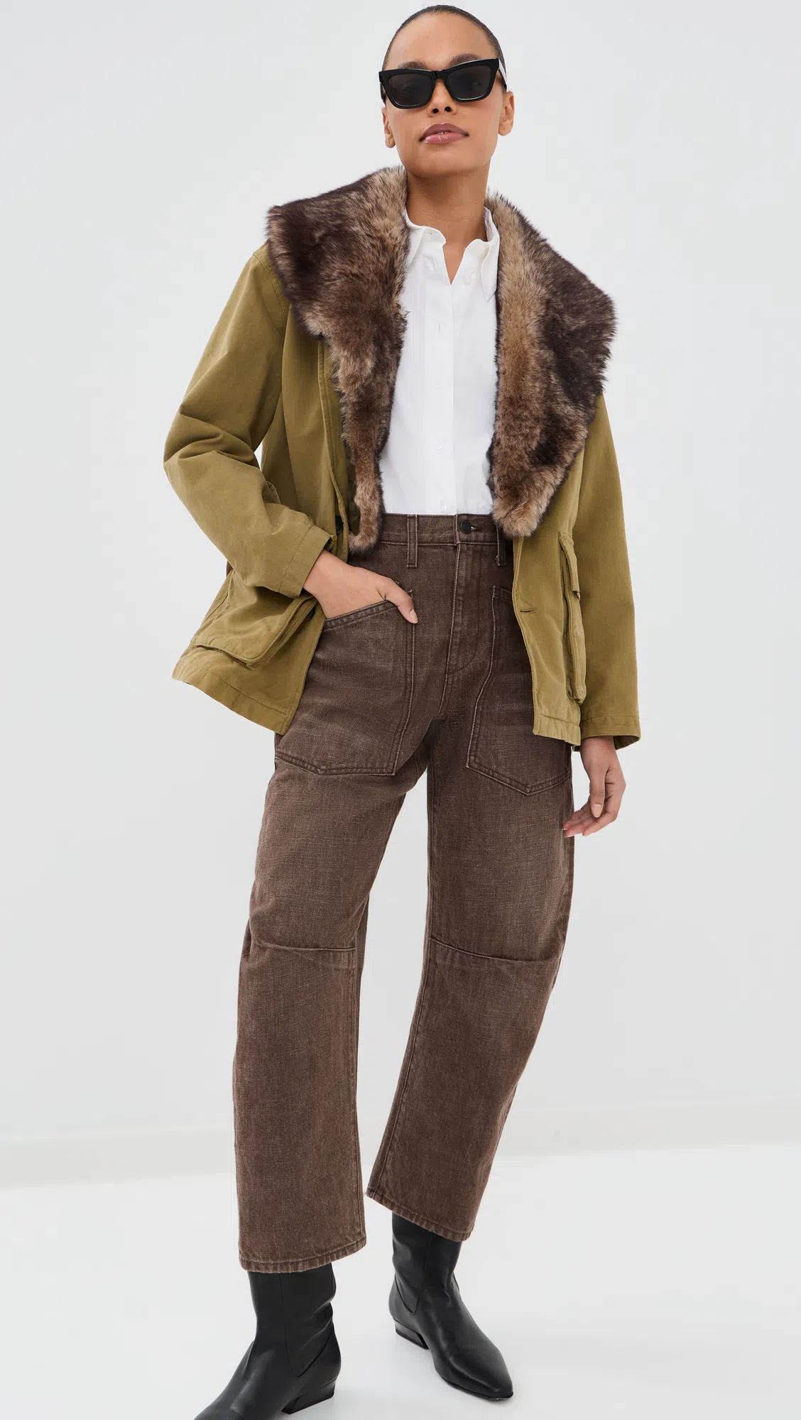 NILI LOTAN Shon Mid-rise Barrel-leg Jeans In Brown