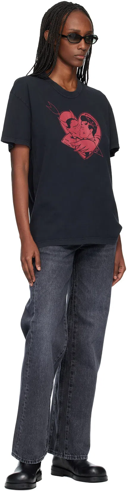 ACNE STUDIOS Women Black Boots With Embossed Logo On The Side In Leather Woman