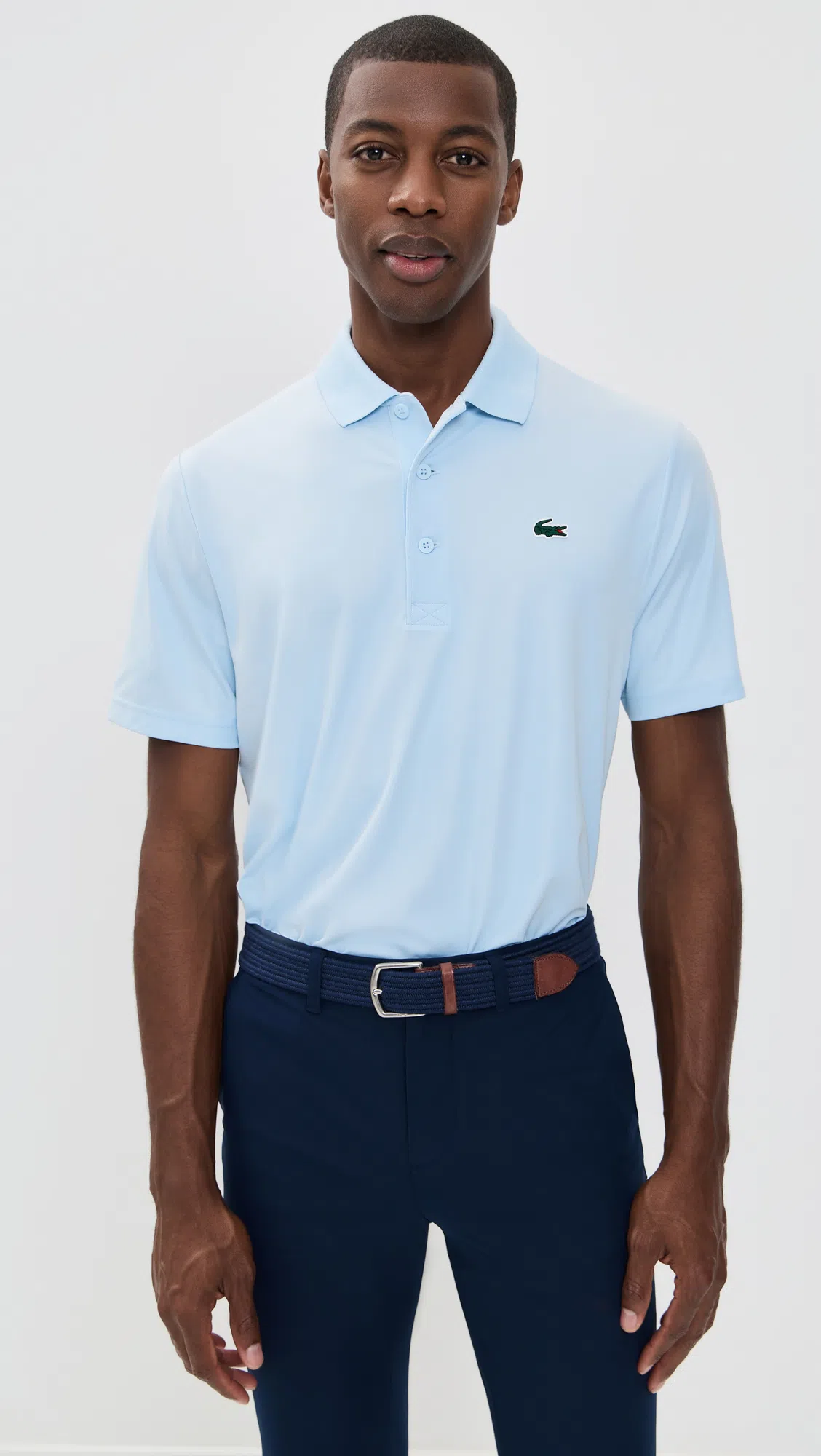 LACOSTE Cotton Piquet Polo Shirt In Powder Blue In Patterned Blue