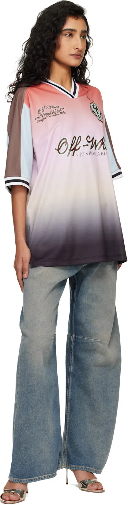 OFF-WHITE Soccer Raglan T-shirt Gradient Graphic In Multi