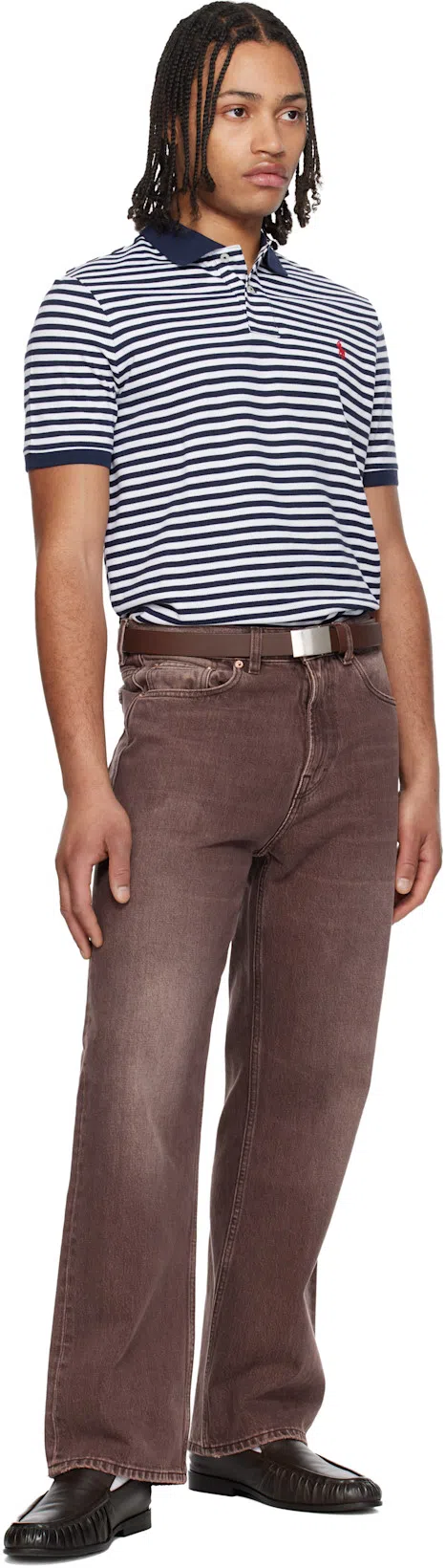 OUR LEGACY Denim Trousers Faded Effect Belt Loops Five Pockets In Brown