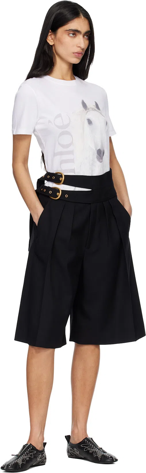 CHLOÉ Cotton Crew Neck Graphic Short Sleeve T-shirt In White