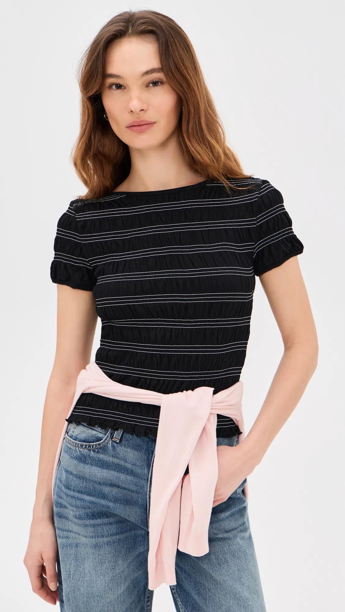 MADEWELL Smocked Short Sleeve Tee Jet Black