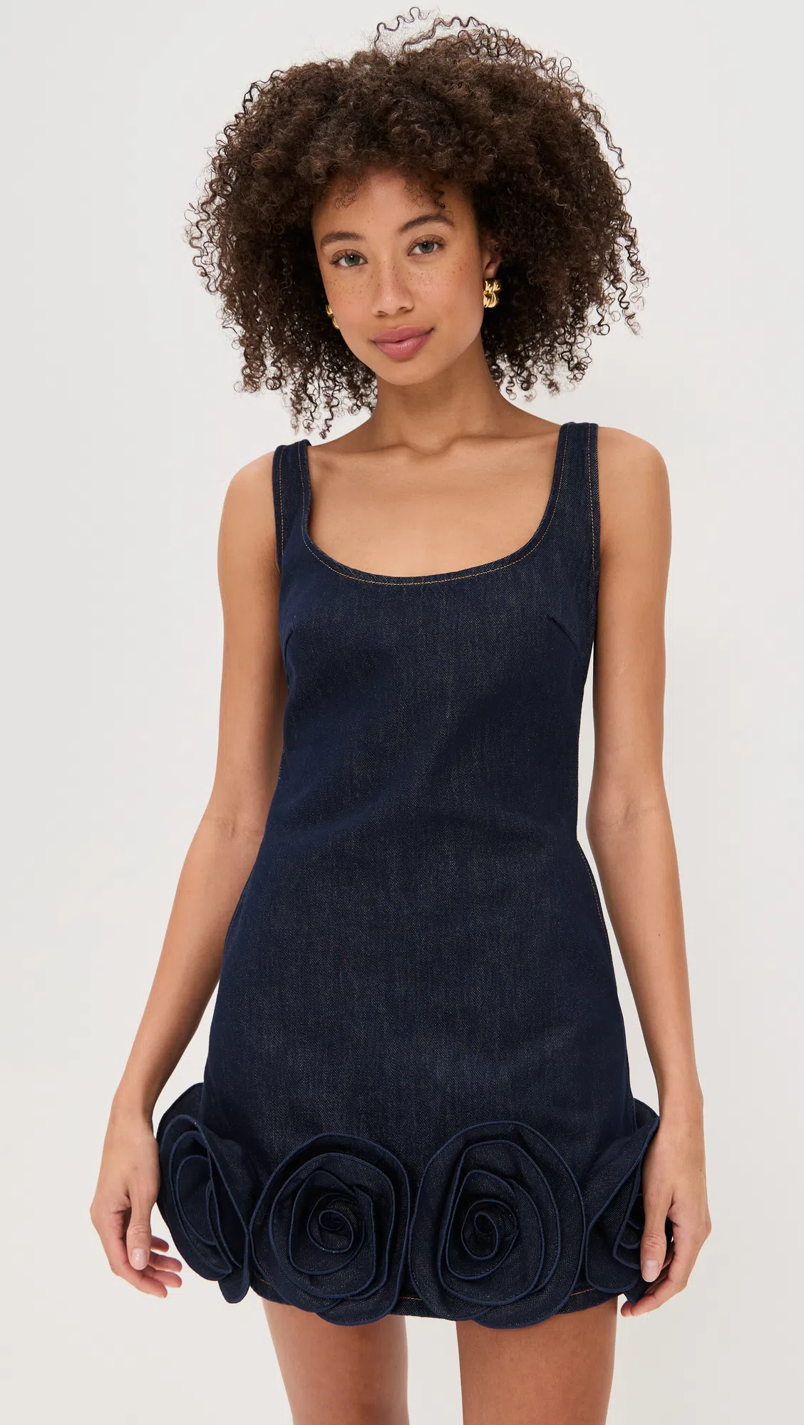 SELF-PORTRAIT Short Blue Dress With Floral Applique Self Portrait In Black