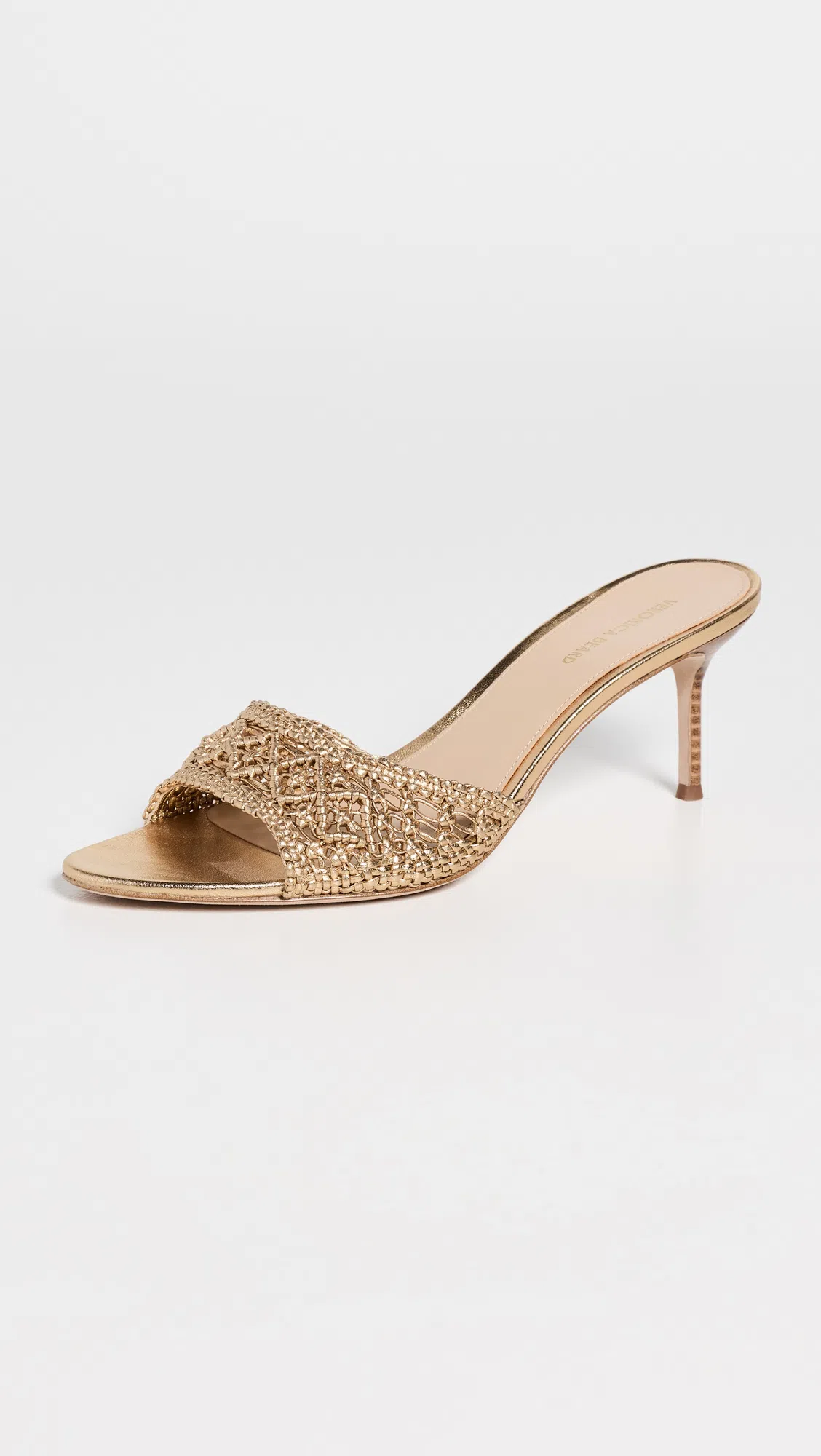 VERONICA BEARD 70mm Tia Macrame Metallic Leather Sandals In Gold