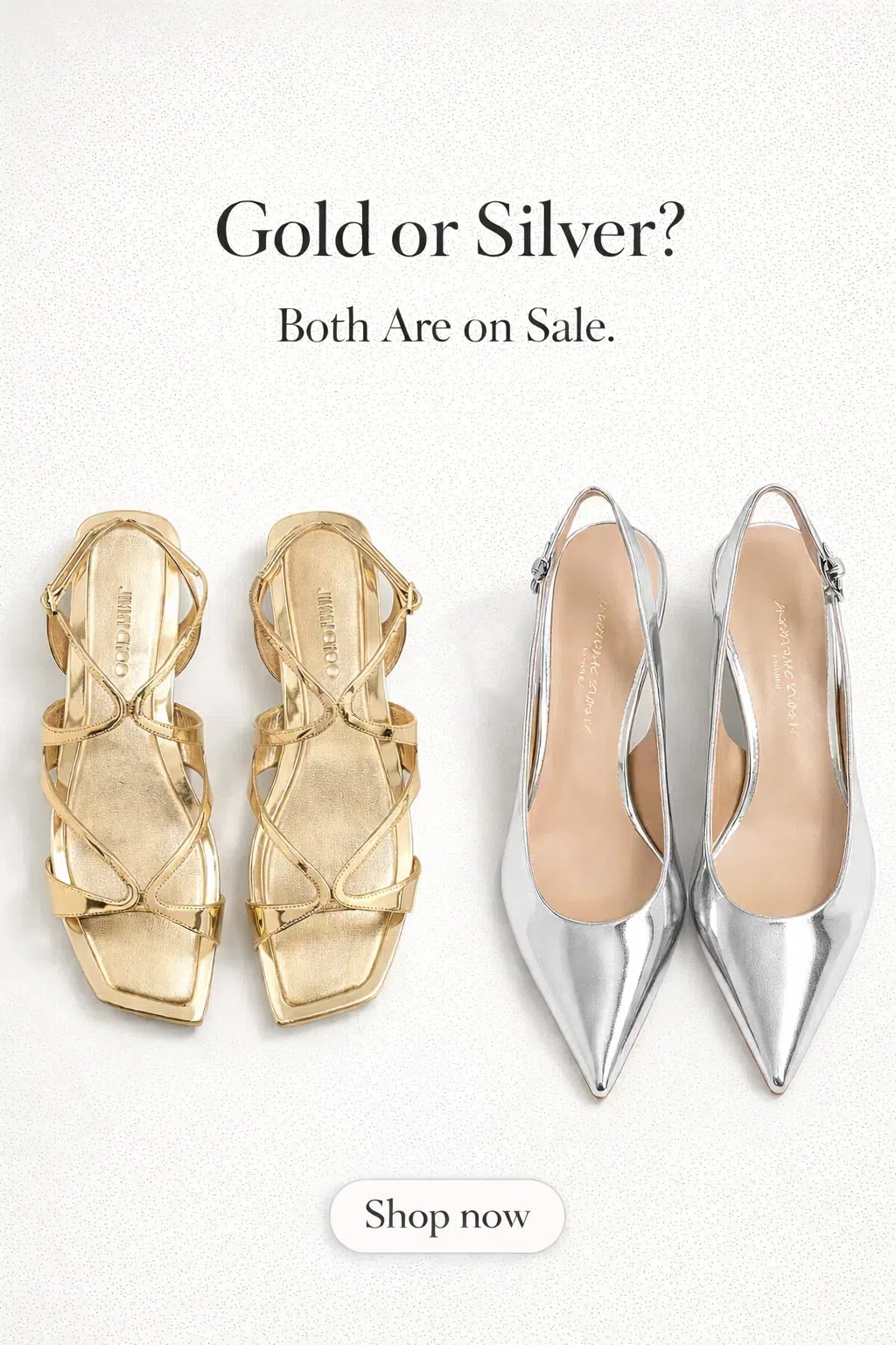 JIMMY CHOO Ayla Flat Sandals Open Square Toe Metallic In Gold