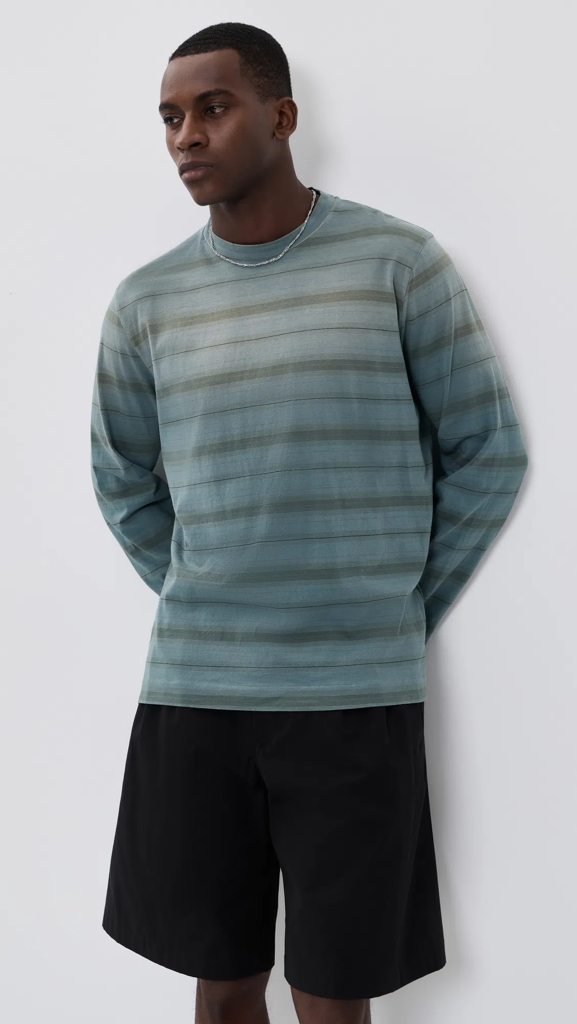 OUR LEGACY Mens Spray Fade Ghost Stripe Striped Boxy-fit Long-sleeve Cotton-shirt In Blue