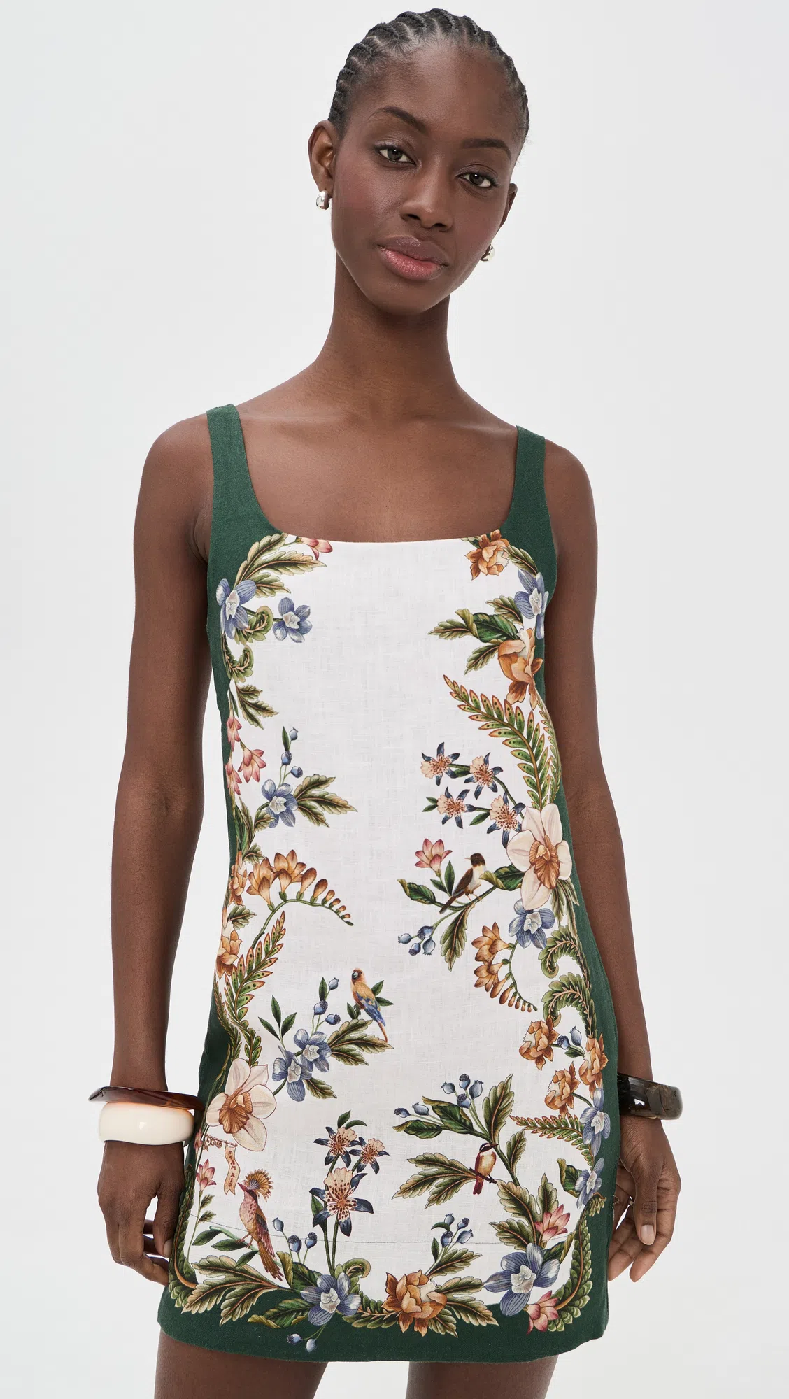 FARM RIO Sand Nature Square Neck Mini Dress In Multi