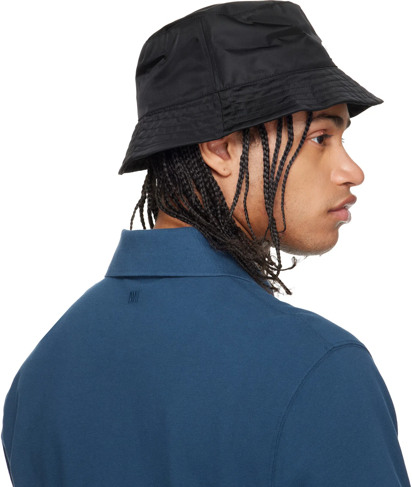 AMI ALEXANDRE MATTIUSSI Blue Polo Shirt With Adc Patch Logo In Cotton Uomo In Multi