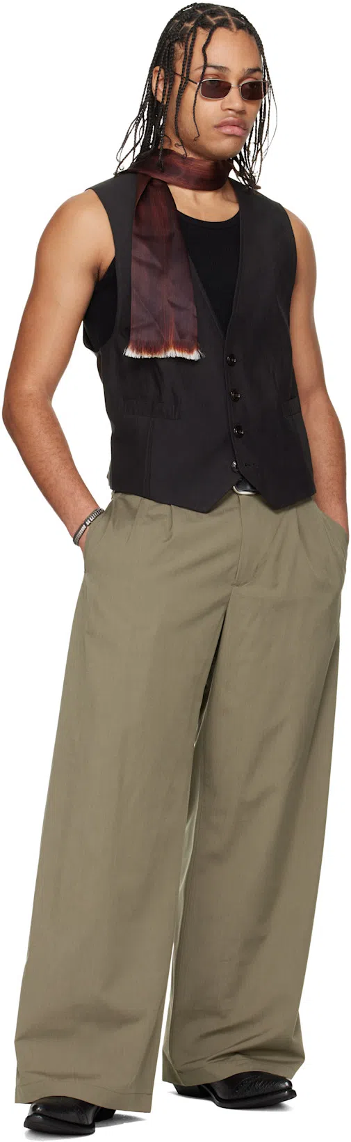 OUR LEGACY Leather Western Boots Pointed Toe Pull Tabs In Black