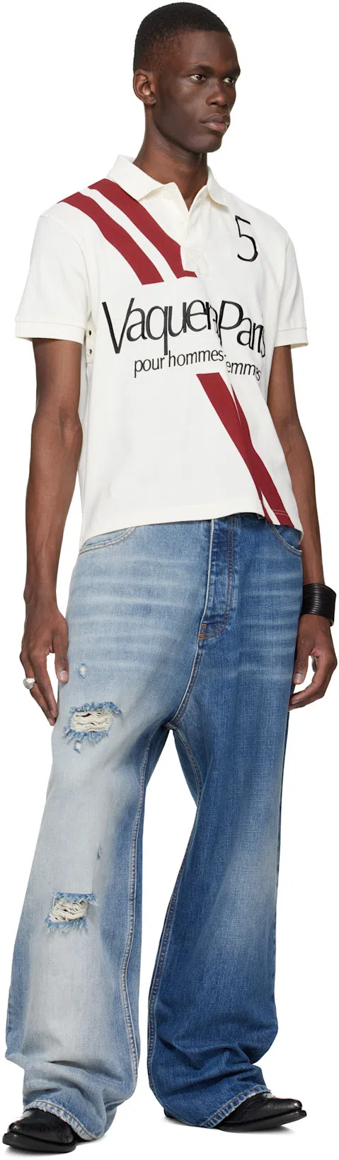 OUR LEGACY Leather Western Boots Pointed Toe Pull Tabs In Black