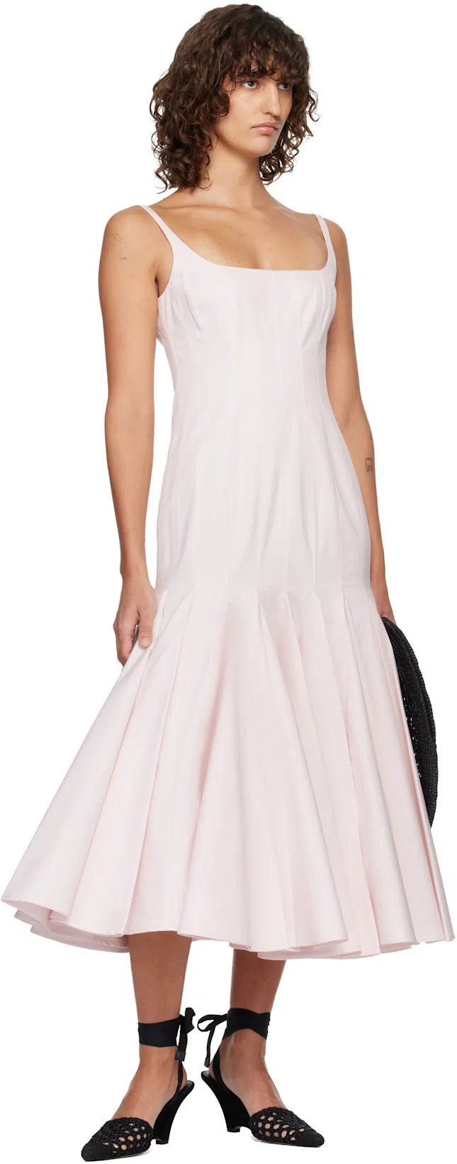 JACQUEMUS Wedge Espadrille Mules Pointed Toe Ribbon In Black