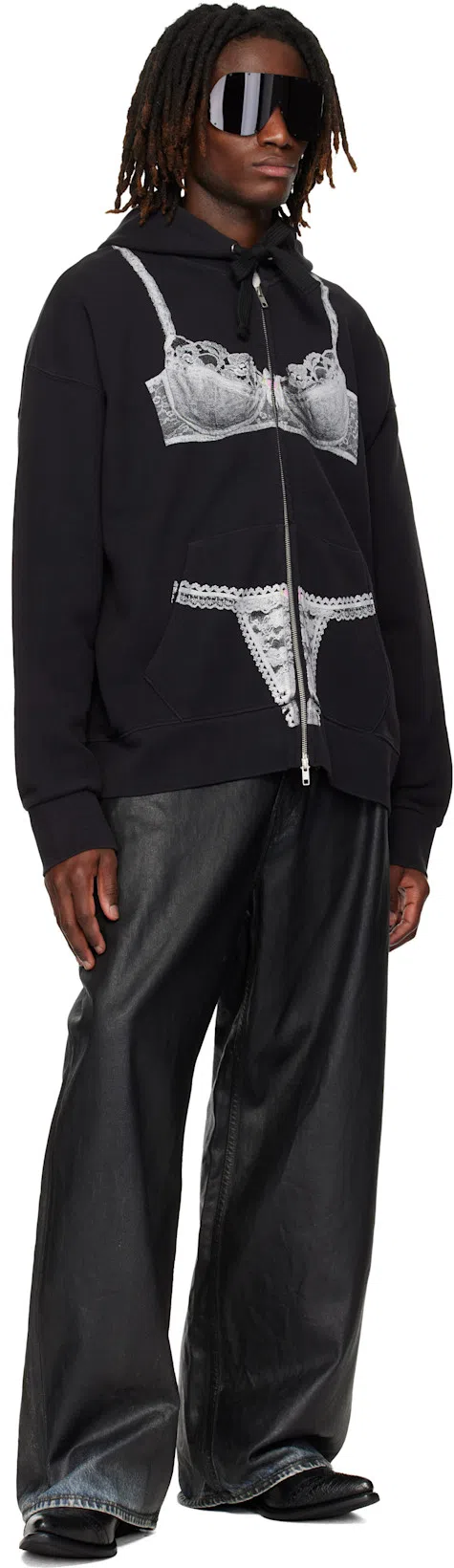 OUR LEGACY Leather Western Boots Pointed Toe Pull Tabs In Black