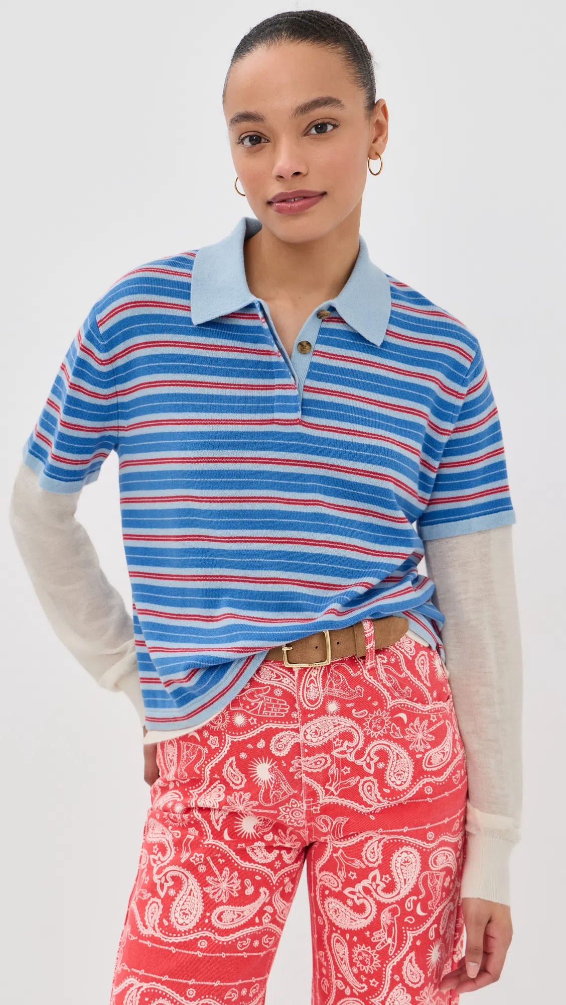 GUEST IN RESIDENCE Layered Striped Cashmere Rugby Jumper In Blue
