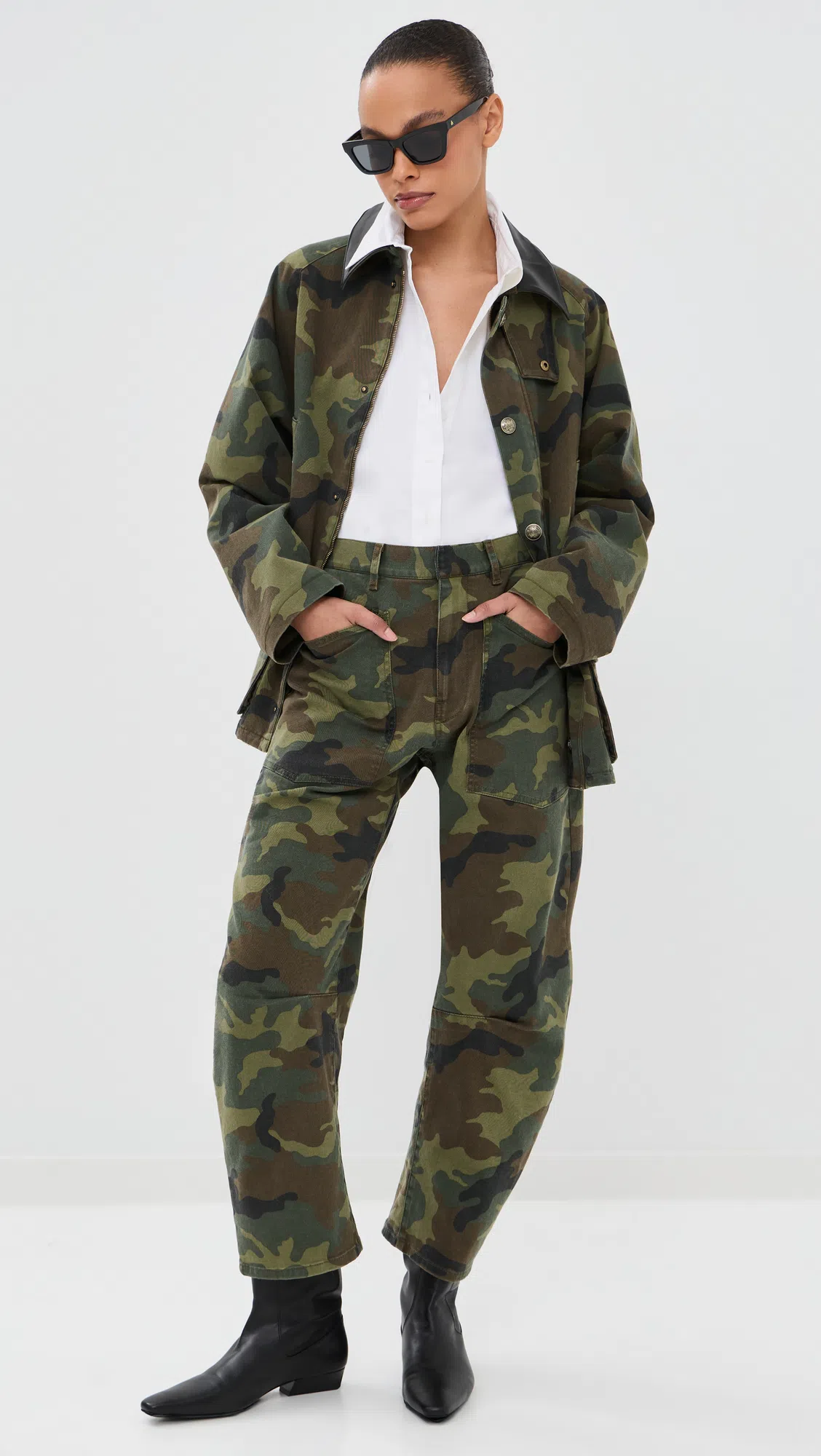 NILI LOTAN Shon Camo-print Barrel-leg Ankle Pants In Multi