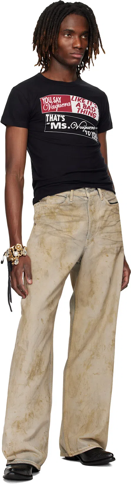 OUR LEGACY Leather Western Boots Pointed Toe Pull Tabs In Black