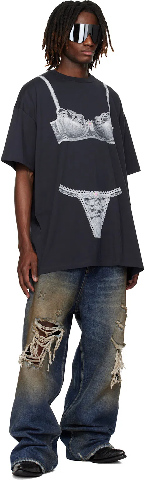 OUR LEGACY Leather Western Boots Pointed Toe Pull Tabs In Black