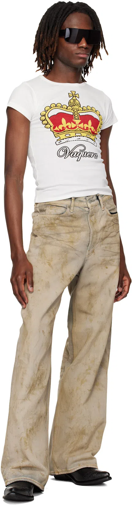 OUR LEGACY Leather Western Boots Pointed Toe Pull Tabs In Black