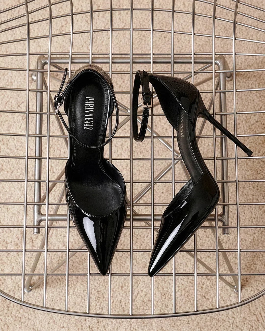 PARIS TEXAS Pointed-toe High Heel Pumps With Ankle Strap In Black