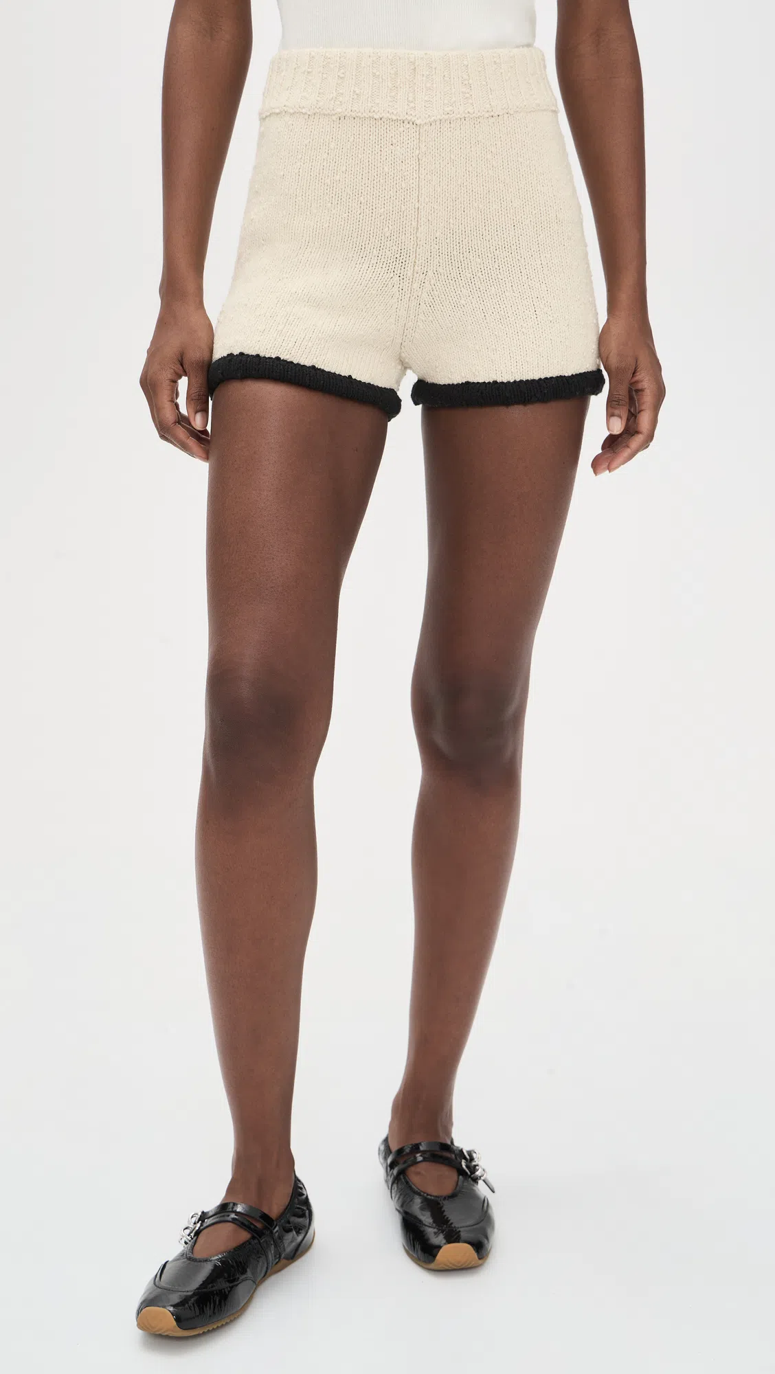 BY MALENE BIRGER Rikka Knit Shorts Black White Color Block In Neutral