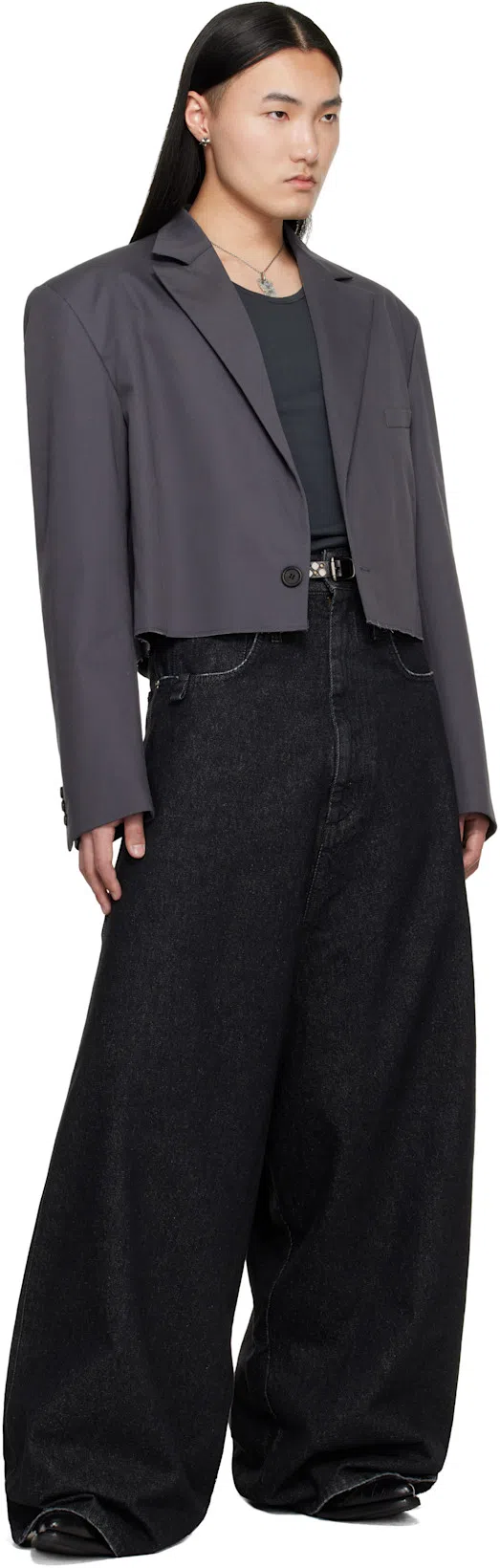 OUR LEGACY Leather Western Boots Pointed Toe Pull Tabs In Black