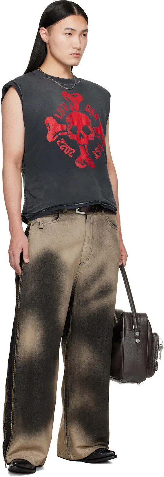 OUR LEGACY Leather Western Boots Pointed Toe Pull Tabs In Black