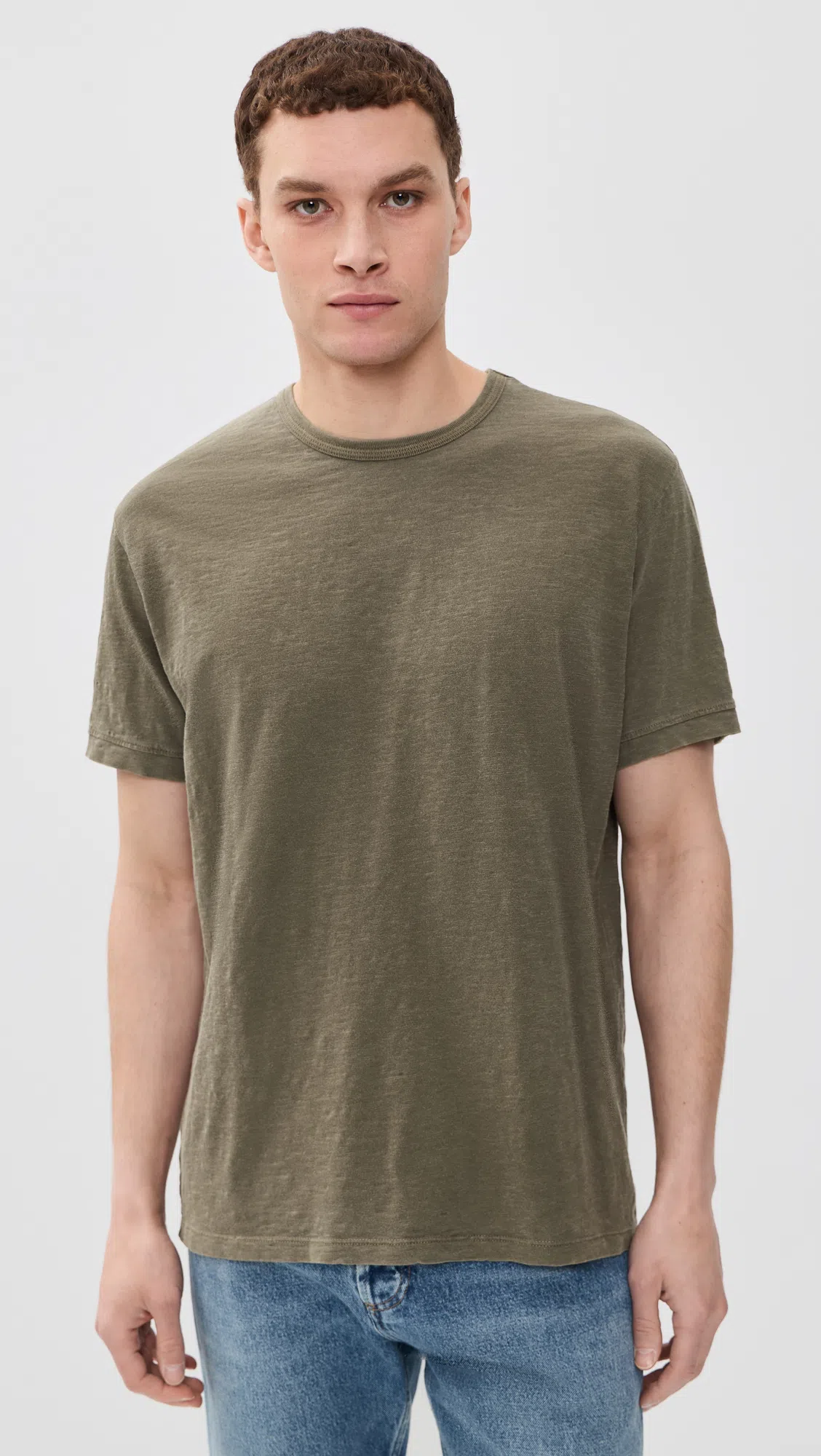 ALEX MILL The Standard T-shirt In Slub Cotton In Olive Grey