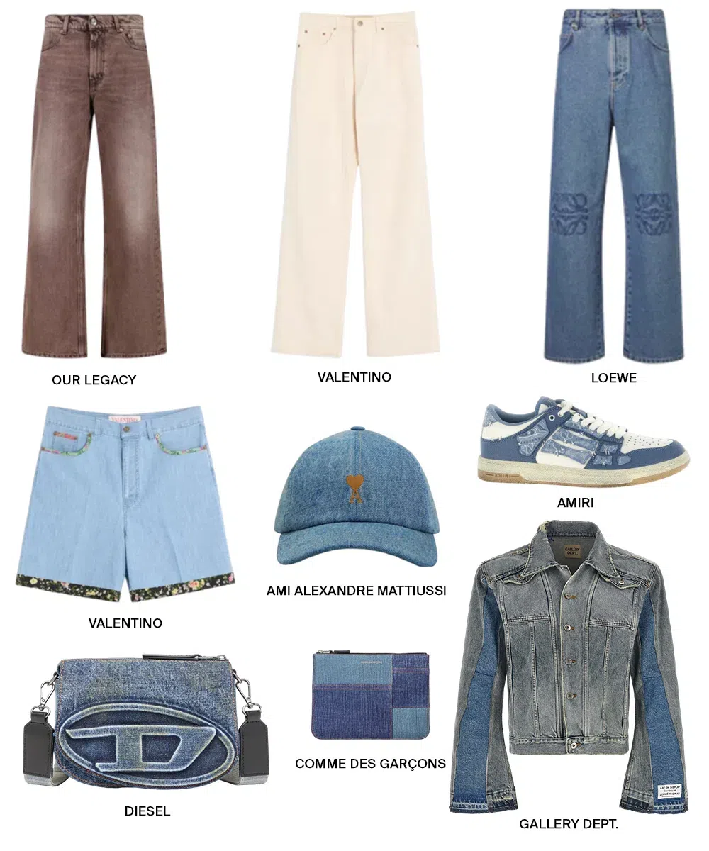OUR LEGACY Denim Trousers Faded Effect Belt Loops Five Pockets In Brown