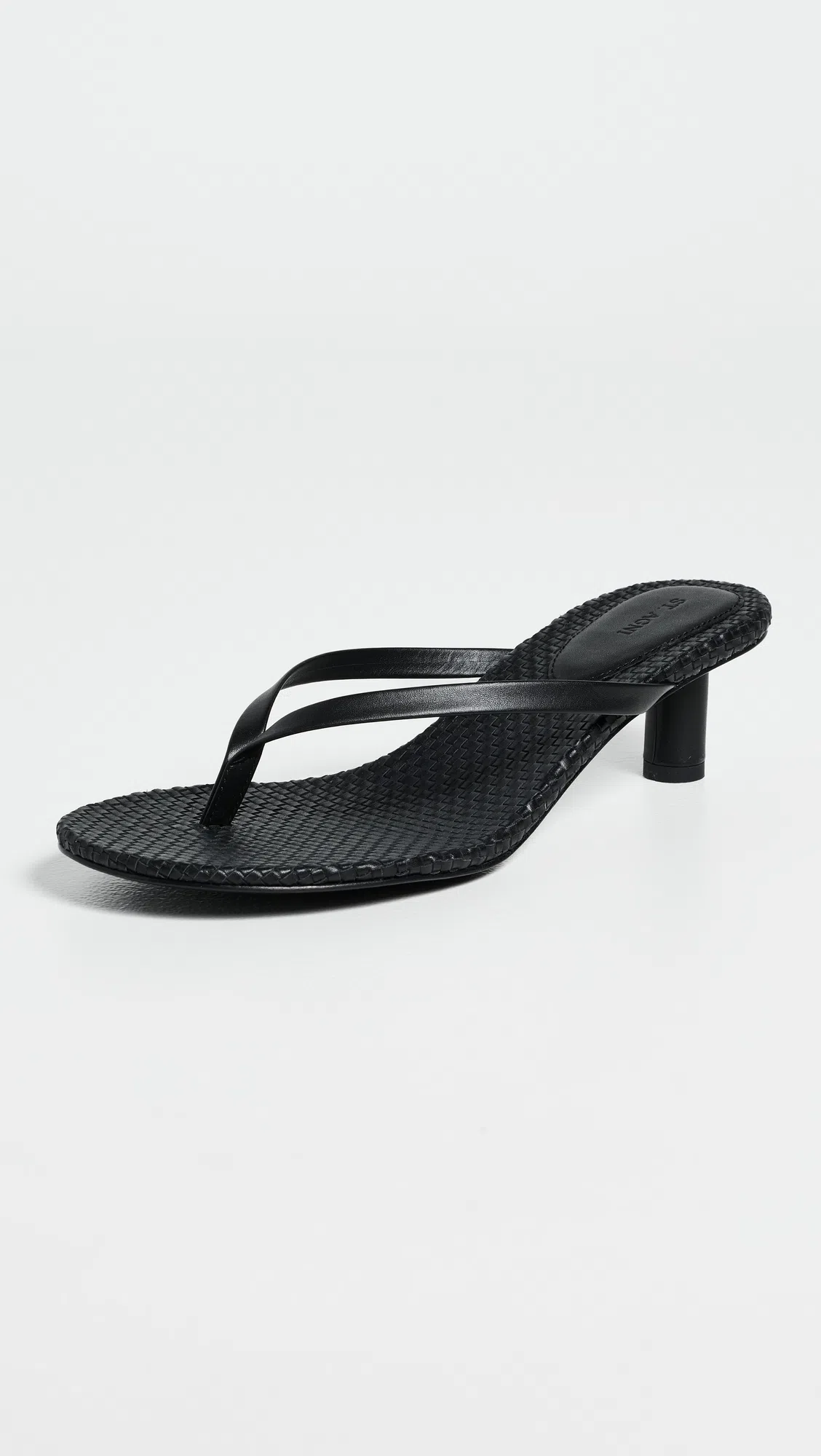 ST AGNI Woven Thong Heeled Sandal In Black