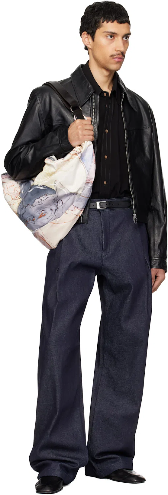 LEMAIRE Leather Blouson Biker Jacket In Black