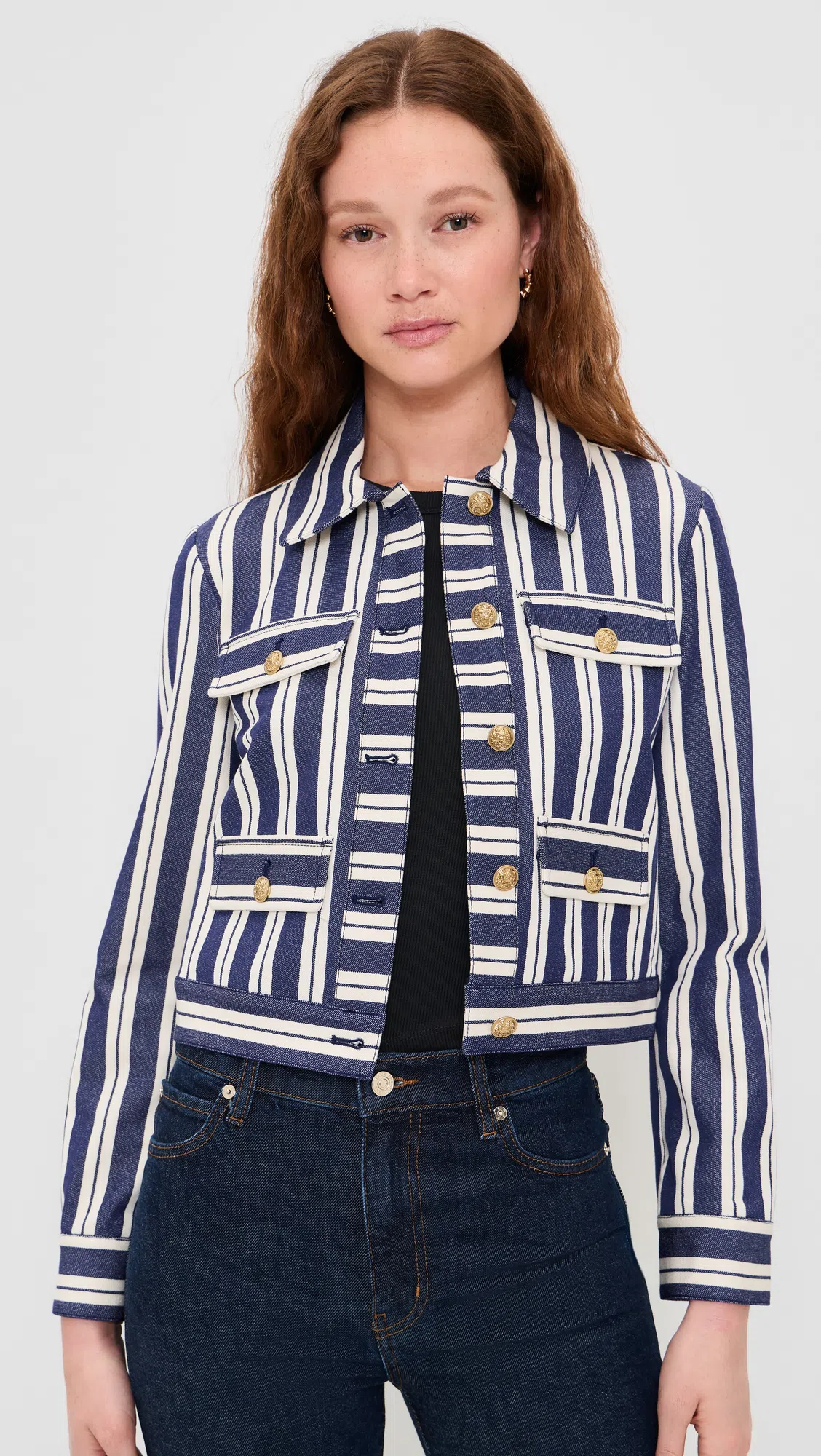 ALICE AND OLIVIA Alex Collared Boxy Jacket In Blue